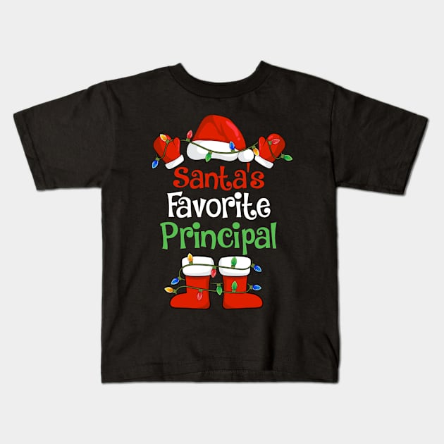 Santa's Favorite Principal Funny Christmas Pajamas Kids T-Shirt by cloverbozic2259lda